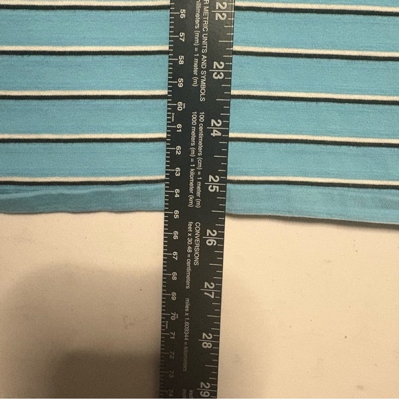Calvin Klein Men’s Aqua and White Striped Polo Shirt - Picture 6 of 10